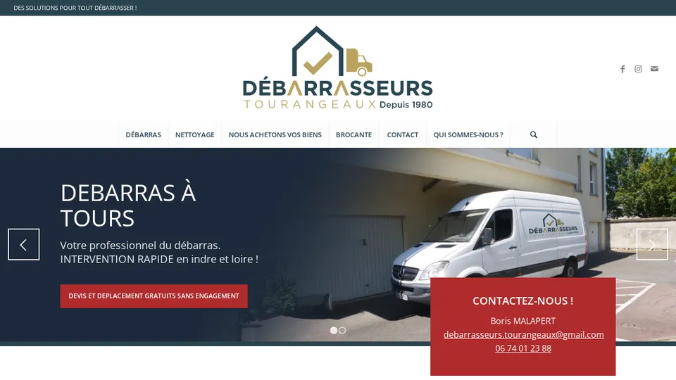 Aperçu du site de Débarrasseurs Tourangeaux