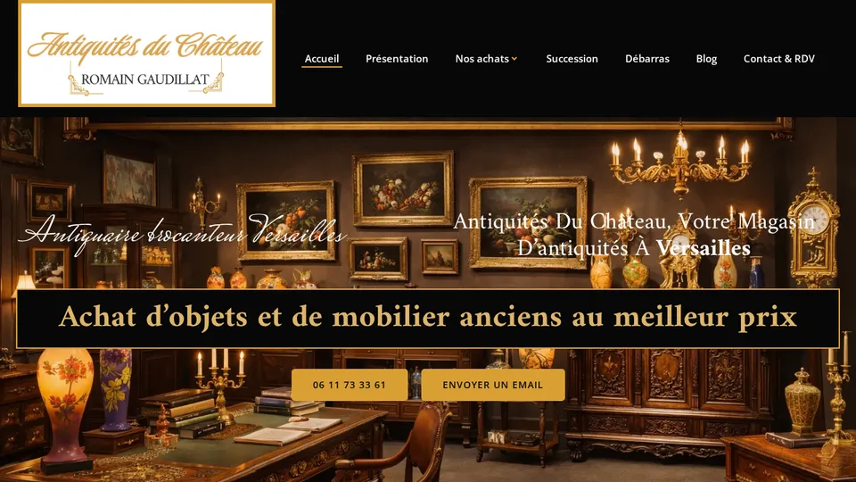 Aperçu du site de Antiquités du Château — Maison Romain Gaudillat