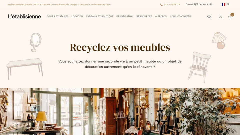 Aperçu du site de L’Établisienne — dépôt-vente