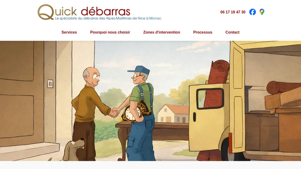 Aperçu du site de Quick Débarras
