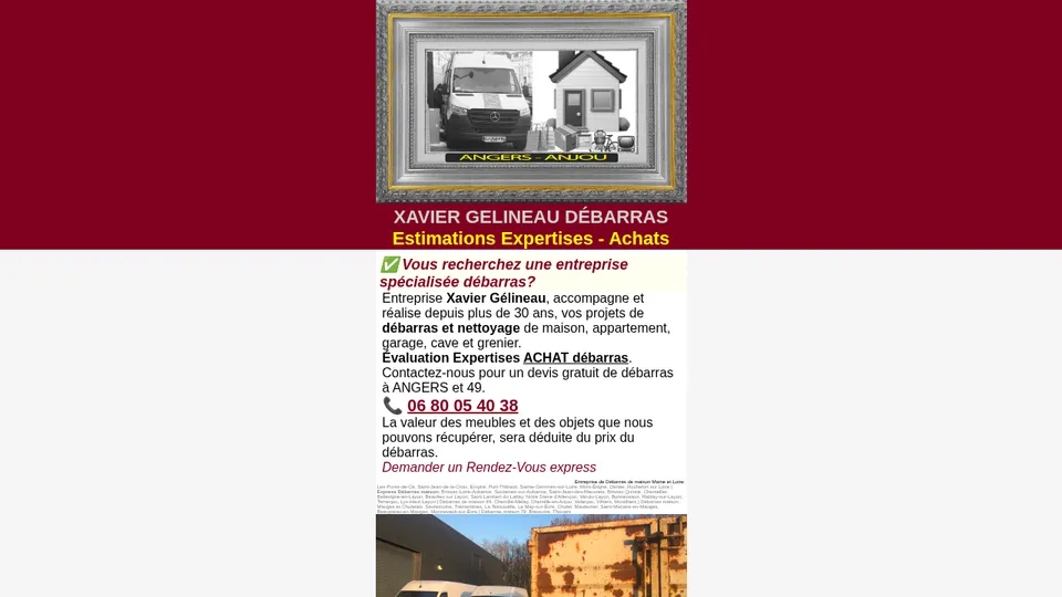 Aperçu du site de Xavier Gélineau Débarras