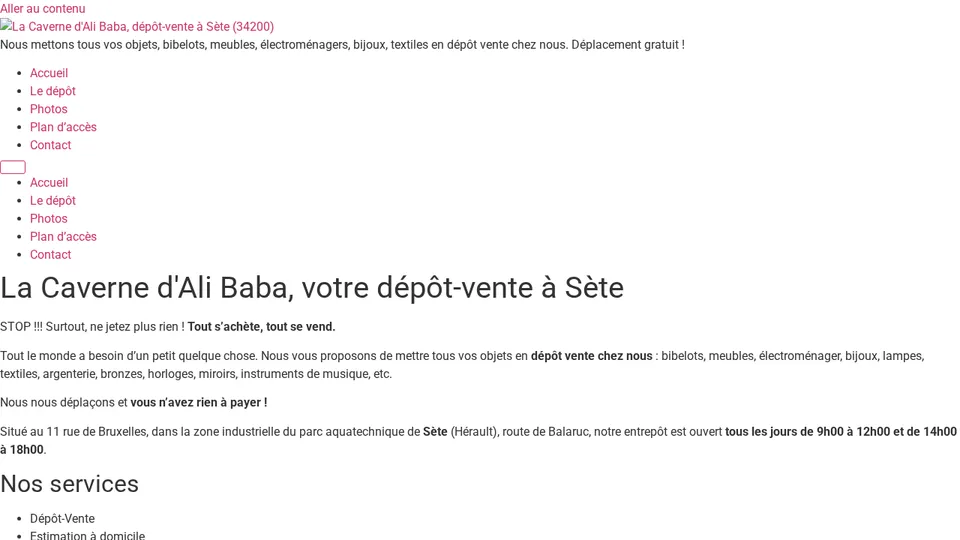 Aperçu du site de La Caverne d’Ali Baba — Sète
