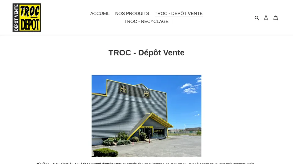 Aperçu du site de Troc au Dépôt — La Flèche