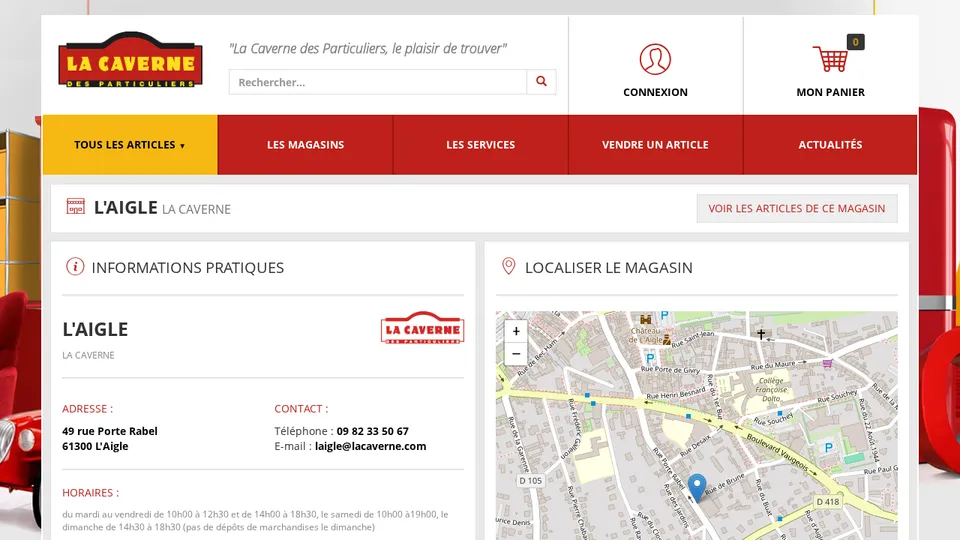Aperçu du site de La Caverne des Particuliers — L’Aigle