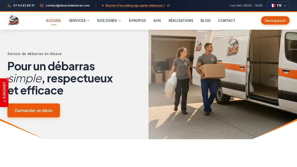 Aperçu du site de Alsace Débarras