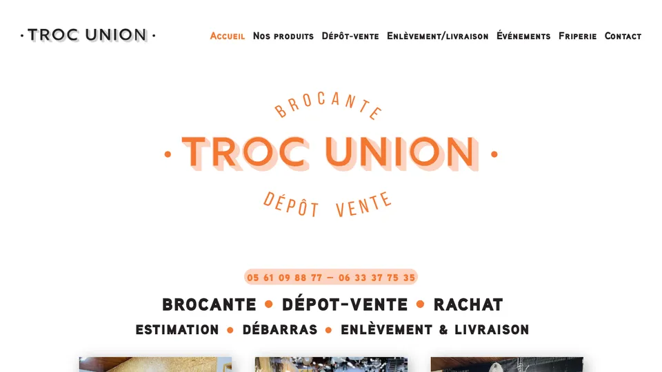 Aperçu du site de Troc Union