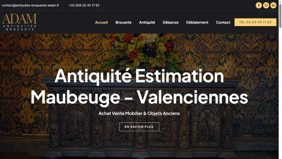 Aperçu du site de Antiquité Brocante Adam