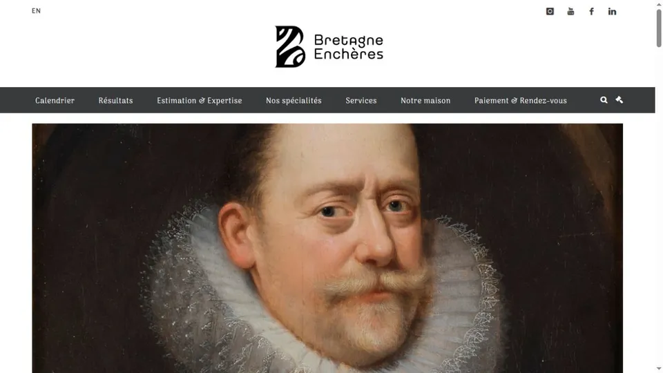 Aperçu du site de Bretagne Enchères — Rennes