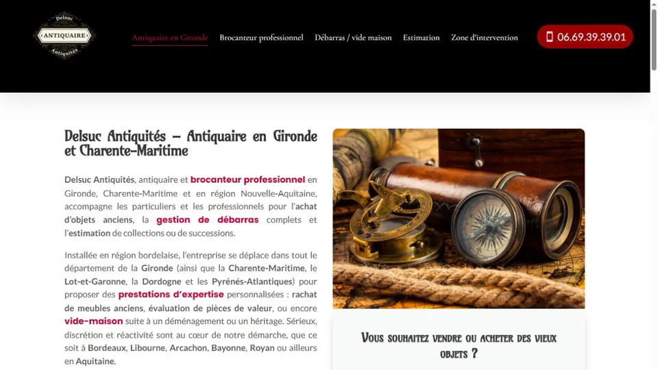 Aperçu du site de Delsuc Antiquités