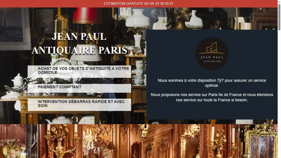 Aperçu du site de Jean-Paul Antiquaire Paris